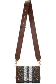 Burberry - Sac à bandoulière brun E-Canvas Hackberry Monogram