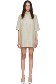 Georgia Alice - Robe chemise en lin blanc cassé Pierre