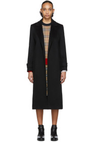 Burberry - 黑色 Sherringham 羊绒大衣