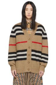 Burberry - Beige Mohair Striped Cardigan