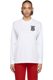 Burberry - T-shirt à manches longues blanc Atherton