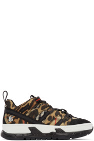 Burberry - Black & Beige Leopard Union Sneakers