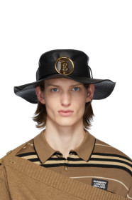 Burberry - 黑色 Monogram 小羊皮沙漠帽