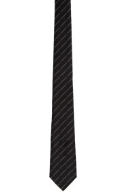 Burberry - Black & White Striped Logo Tie
