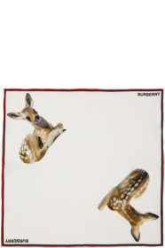Burberry - 白色 Deer 真丝口袋方巾