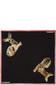 Burberry - Black Silk Deer Pocket Square