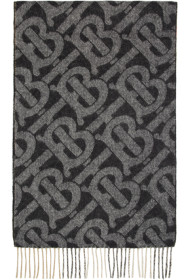 Burberry - Reversible Black Cashmere Mega Check & Monogram Scarf