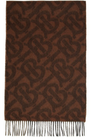 Burberry - Reversible Brown Cashmere Mega Check & Monogram Scarf