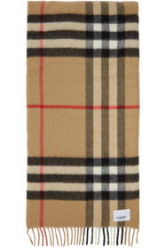Burberry - Beige Check Cashmere & Silk Wadded Scarf