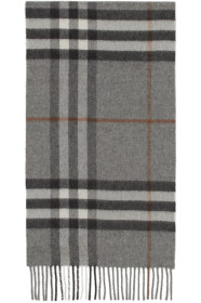 Burberry - Grey Cashmere Classic Check Scarf