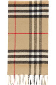 Burberry - Beige Cashmere Mega Check Scarf