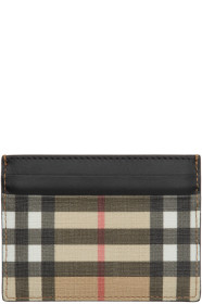 Burberry - Black & Beige E-Canvas Card Holder