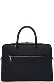 Burberry - 黑色 & 海军蓝 Ainsworth 格纹公文包