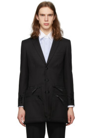 Burberry - 黑色 Zip Panel 修身羊毛西装外套