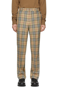 Burberry - Beige Check Flap Tailored Trousers