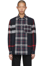 Burberry - 海军蓝 Tisdale 格纹衬衫