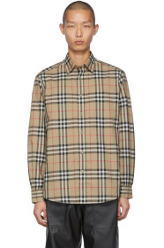 Burberry - 驼色 Caxton 格纹衬衫