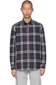 Burberry - 海军蓝 Caxton 格纹衬衫