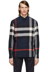 Burberry - 海军蓝 Windsor 格纹衬衫