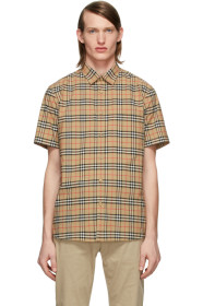 Burberry - 驼色 George 格纹短袖衬衫