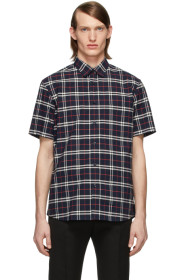Burberry - 海军蓝 George 格纹短袖衬衫