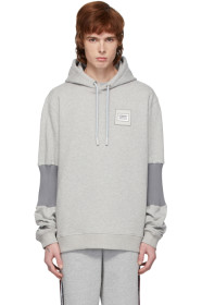 Burberry - 灰色 Panelled-Sleeve 连帽衫