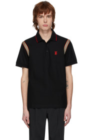 Burberry - 黑色 Kian Icon Stripe Polo 衫