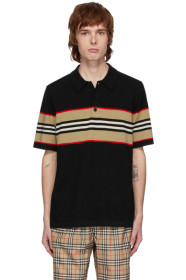Burberry - ブラック メリノ Foxford アイコン ストライプ ポロ