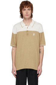 Burberry - ベージュ & オフホワイト シルク カシミア Brayton ポロ