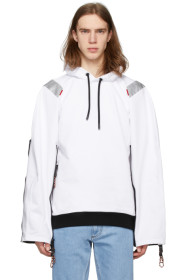 Burberry - 白色 Swan Print 拉链棉质连帽衫