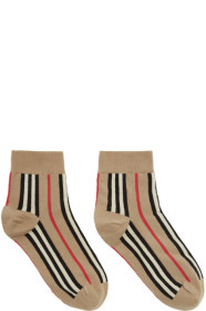 Burberry - Beige Vertical Stripe Socks