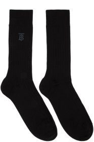 Burberry - Chaussettes noires Embroidered Monogram