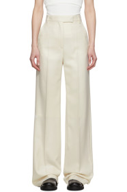 Ann Demeulemeester - Off-White Silk & Wool Creased Trousers