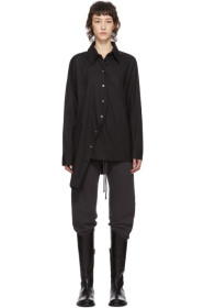 Ann Demeulemeester - Chemise asymétrique noire exclusive à SSENSE