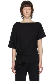 Ann Demeulemeester - Black Tie-Up T-Shirt