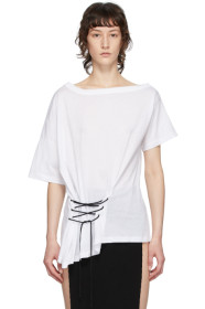 Ann Demeulemeester - White Tie-Up T-Shirt