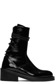 Ann Demeulemeester - Black Patent Crinkle Boots