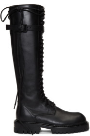 Ann Demeulemeester - SSENSE Exclusive Black Leather Lace-Up Boots