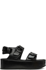 Ann Demeulemeester - Black Double-Strap Vernice Sandals