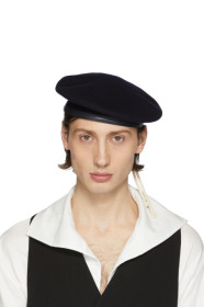 Ann Demeulemeester - Béret en laine bleu marine Bierra