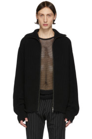Ann Demeulemeester - Black Knitted Zip Sweater