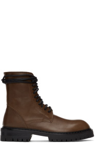 Ann Demeulemeester - Brown Lace-Up Boots