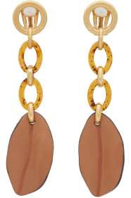 Marni - ブラウン レザー Leaf ピアス
