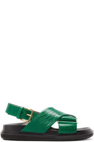 Marni - グリーン スネーク フスベット サンダル