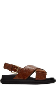 Marni - Brown Croc Sandals Fussbett Sandals