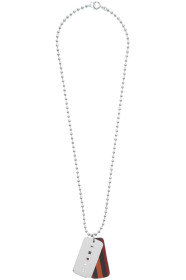 Marni - Collier argenté et orange Dogtag