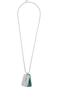 Marni - Collier argenté et vert Dogtag