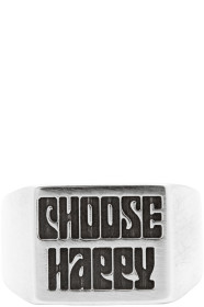 Bleue Burnham - SSENSE 独家发售银色 Choose Happy 图章戒指