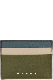 Marni - Porte-cartes contrasté vert et bleu marine