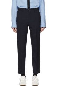 Marni - Pantalon en laine légère bleu marine